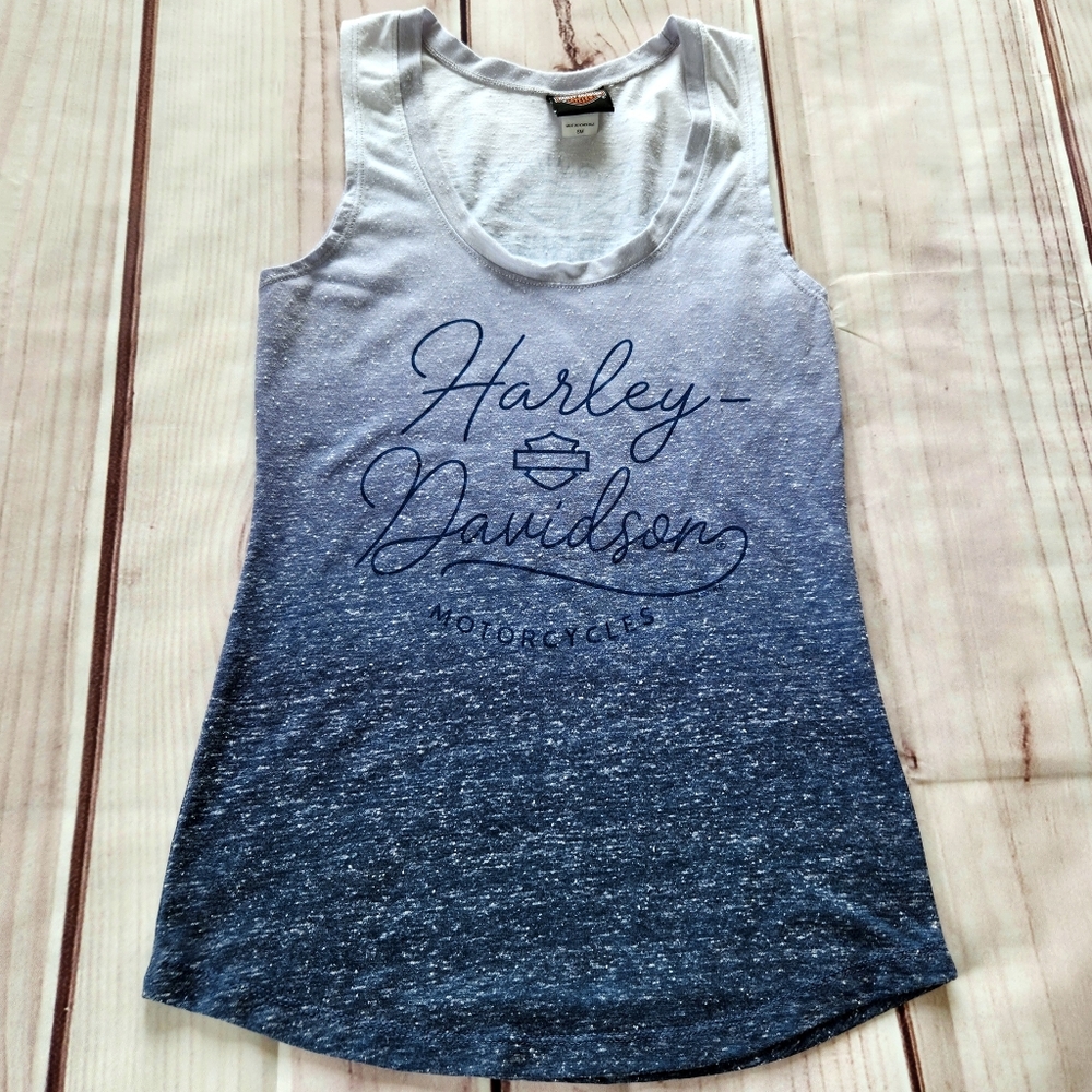 Harley-Davidson "Pretty Gradient Tank Top" Heathered Blue Ombre | Women's Size S - Picture 2 of 10